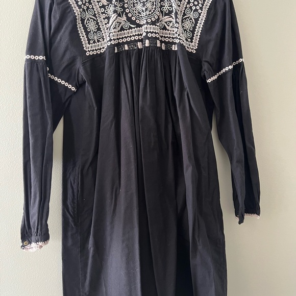 Ulla Johnson Embroidered Tunic Dress - Size 8 - Black with Lilac stitching - Picture 6 of 12